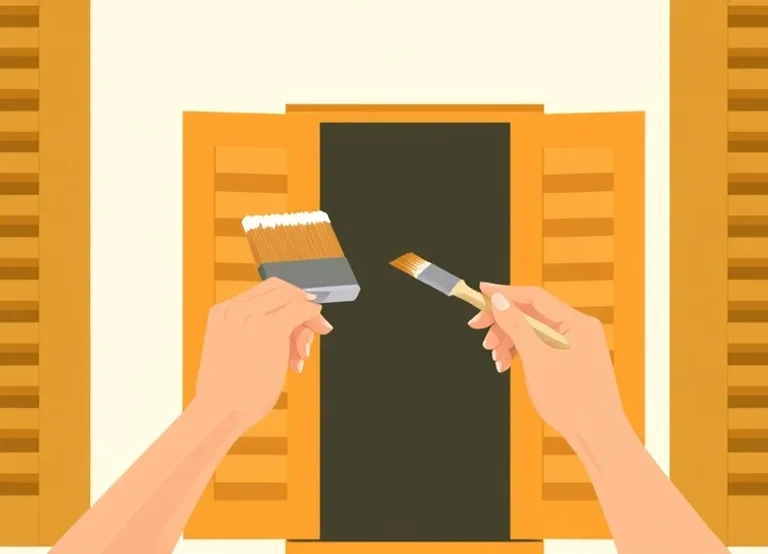 Mise en peinture au pinceau de volets et d'encadrements en bois